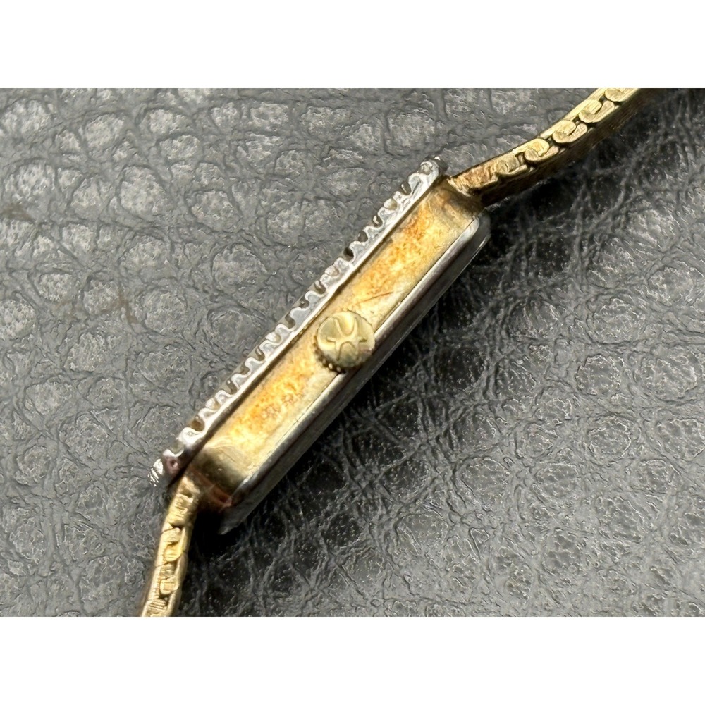 Hamilton Vintage Diamond Bezel Gold Plated Rectangular Watch Swiss NEEDS BATTERY - Picture 6 of 9